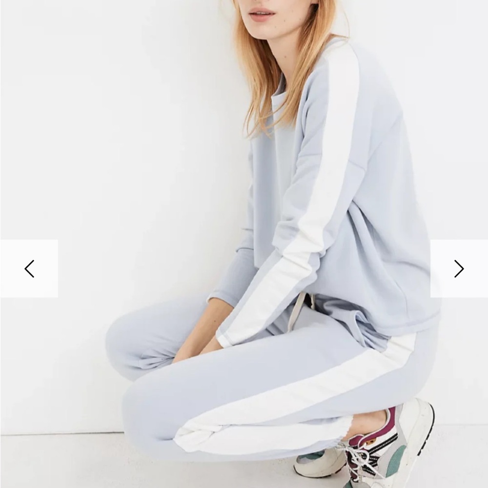 Madewell Light Blue and White Stripe Sweatshirt Set